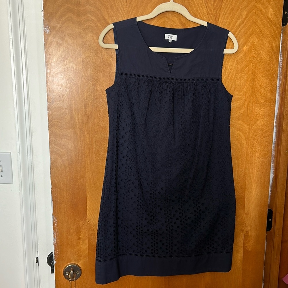 Crown & Ivy Navy Blue Eyelet Dress